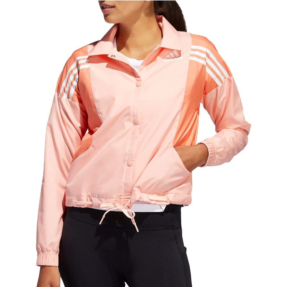 Adidas Women's 3-Stripes Athletic Lightweight Jacket, Glow Pink size Large